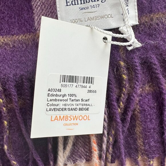 Edinburgh 100% Lambswool Tartan Scarf – Purple & Grey Plaid | NWT | Scotland Her - Picture 3 of 3